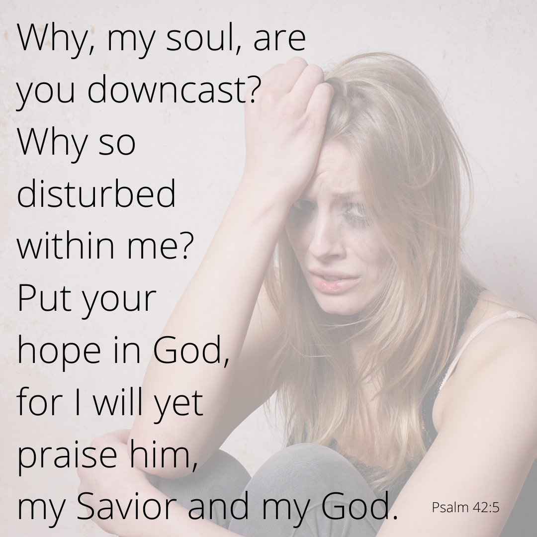 Why, my soul, are you downcast? Why so disturbed within me? Put your hope in God, for I will yet praise him, my Savior and my God. Psalm 42_5